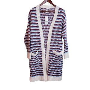 Striped Knit Open Front Cardigan